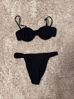PacSun Black Textured Two-Piece Bikini Set